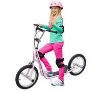 HOMCOM Trottinette patinette freestyle grandes roues pneumatiques Ø 41 cm avec pegs frein avant et arrière rose