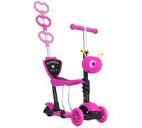 Trottinette enfant évolutive 3 roues - hauteur guidon réglable - canne telescopique - selle dossier amovible rose TU