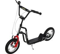 HOMCOM Trottinette Enfant Guidon Réglable Scooter Trottinette City Scooter Enfant Kickboard avec pneus gonflables 12 pouces à partir de 5 ans Noir 120 x 58 x 75-80 cm