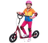 HOMCOM Trottinette enfant pneus 30 cm guidon réglable frein béquille rouge