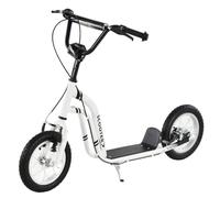 HomCom Trottinette pour enfants Plus de 5 ans Guidon réglable Grands pneus 2 freins Blanc