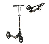 Trottinette pliable enfant béquille double frein hauteur guidon réglable roulement pu abec-7 métal motif flammes noir TU
