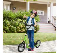HOMCOM Trottinette patinette Enfants à partir de 5 Ans Grandes Roues Guidon réglable poignée Frein et béquille Acier Vert