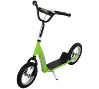 HomCom Trottinette enfant guidon réglable grandes roues poignée frein béquille acier vert dès 5 ans