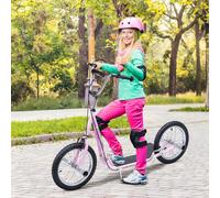 HOMCOM Trottinette patinette Grandes Roues pneumatiques Ø 41 cm avec pegs Rose