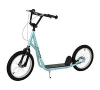 HOMCOM Trottinette patinette pour Enfants à partir de 5 Ans Grands pneus en Caoutchouc Guidon réglable poignée Frein et béquille Acier Charge Max. 100 Kg Bleu