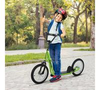 HOMCOM Trottinette patinette pour Enfants à partir de 5 Ans Grands pneus Guidon réglable poignée Frein et béquille Acier Vert