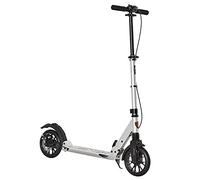 HOMCOM Trottinette pliable en aluminium réglable en hauteur pour adultes et adolescents à partir de 14 ans avec roue arrière et frein à main, grandes roues de 200 mm, système d'atténuation des chocs