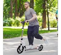 HOMCOM Trottinette pliable pour adulte enfant à partir 14 ans 92,5 x 37,5 x 87-101,5 cm hauteur guidon réglable alu blanc