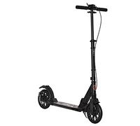 HOMCOM Trottinette pliable pour adultes et adolescents - Hauteur réglable - En aluminium - Pour enfants de 14 ans et plus - Avec roue arrière et frein à main - Système d'amortissement des chocs - Noir