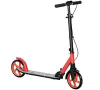 HOMCOM Trottinette pliable pour adultes et enfants de +14 ans Trottinette avec guidon réglable 91,5x36,5x91-104 cm Rouge