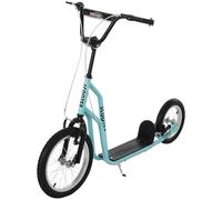 HOMCOM Trottinette pour enfant avec guidon réglable, grandes roues et frein à main, 16 ", trottinette de ville pour garçons et filles à partir de 5 ans, en métal bleu