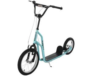 HOMCOM Trottinette pour enfant avec guidon réglable, grandes roues et frein à main, 16 ", trottinette de ville pour garçons et filles à partir de 5 ans, en métal bleu