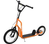 HOMCOM Trottinette pour enfants à partir de 5 ans Scooter trottinette Cityroller Enfants Kickboard avec pneus gonflables16/12 pouces Orange 135 x 58 x 88-94 cm