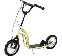 HOMCOM Trottinette pour enfants à partir de 5 ans Scooter Trottinette de ville Enfants trottinette Kickboard avec pneus 12 pouces caoutchouc Aluminium Beige 120 x 58 x 85-95 cm