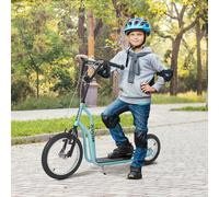 HOMCOM Trottinette pour enfants à partir de 5 ans Scooter Trottinette urbaine Enfant Kickboard avec pneus gonflables 16/12 pouces Bleu 135 x 58 x 88-94 cm