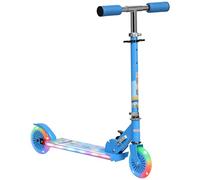 HOMCOM Trottinette pour Enfants de 3 à 7 Ans Pliable Roues Lumineuses en PU, 12 LED, Musique, Hauteur Guidon réglable sur 4 Niveaux, Frein à Friction, Bleu