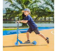 Trottinette pliable enfant roues repose-pied led frein à friction arrière hauteur guidon réglable 4 niv. Métal bleu TU
