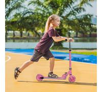 HOMCOM Trottinette pour enfants de 3 à 7 ans pliable roues lumineuses en PU musique 67 x 30 x 76 cm rose
