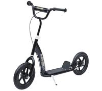 HOMCOM Trottinette Enfant patinette pneus 30 cm Hauteur Guidon réglable poignée Frein et béquille Acier pour Enfants à partir de 5 Ans Noir