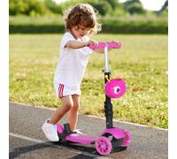 Trottinette pour enfants trottinette 3 roues évolutive 3 en 1 hauteur guidon réglable canne telescopique selle dossier amovible rose Rose