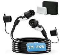 HOMCOM Type 2 EV Câble de Charge 11KW 16A Mode 3 3 Phases 5M avec Chiffon de Nettoyage & Sac de Transport - Câble de Charge Rapide pour Wallbox & Station de Charge (EVs/PHEVs)