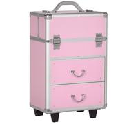 HOMCOM - Valise de maquillage - alliage d'aluminium - 36x23x58cm - Rose