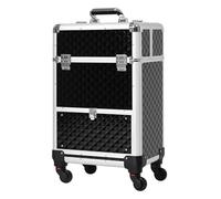 HOMCOM Valise Trolley Maquillage Mallette cosmétique Vanity poignée télescopique réglable 34L x 25l x 62H cm alu. Noir