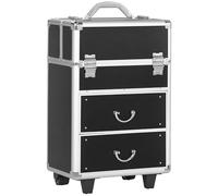 HOMCOM Valise Trolley Maquillage Mallette cosmétique Vanity poignée télescopique réglable 36L x 23l x 58H cm alu ABS Noir
