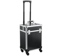 HomCom Valise trolley maquillage – poignée télescopique réglable – 34×24×52 cm alu noir