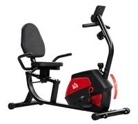 HOMCOM Vélo d'appartement avec dossier, résistance magnétique, 8 niveaux, pour maison, volant, siège réglable, moniteur LCD, cardiofréquencemètre, support de téléphone et roues
