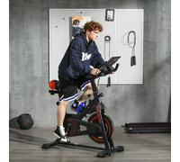 HOMCOM Vélo d'Appartement avec Volant d'Inertie de 8 kg et Écran LCD, en Acier et ABS, 103x53x100-114 cm, Rouge et Noir