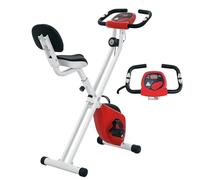 HOMCOM - Vélo d'appartement pliable - Collaboration Aosom.fr x FFHandball - 8 niveaux de résistance, dossier selle réglable - rouge