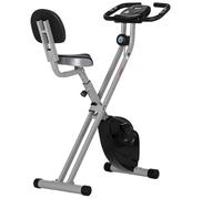 HOMCOM Vélo d'Appartement Magnétique Pliable - Collaboration Aosom.fr x FFHandball - Vélo de Fitness en X Silencieux pour Sport Maison et Cardio-training - Écran LCD & Capteur Pouls, Gris