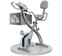 HOMCOM Vélo d'Appartement Pliable 4-en-1 Ergomètre Magnétique LCD Gris
