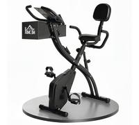 HomCom Vélo d'appartement pliable 4-en-1 – ergomètre magnétique silencieux, LCD, roulettes – Noir
