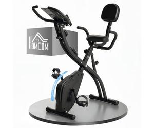 HOMCOM Vélo d'Appartement Pliable 4-en-1 Ergomètre Magnétique LCD Noir