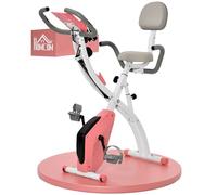 HomCom Vélo d'appartement pliable 4-en-1 – Ergomètre magnétique silencieux, 8 niveaux, LCD, Rose