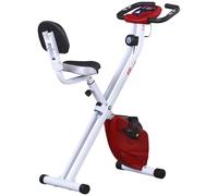 Vélo d'appartement pliable 8 niveaux de résistance magnétique selle réglable dossier écran LCD multifonction capteur fréquence cardiaque rouge