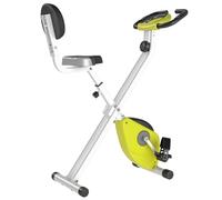 HOMCOM Vélo d'appartement pliable - Collaboration Aosom.fr x FFHandball - 8 niveaux de résistance magnétique avec dossier selle réglable écran LCD multifonction capteur fréquence cardiaque (Jaune)