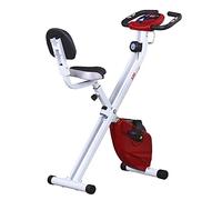 HOMCOM Vélo d'appartement pliable - Collaboration Aosom.fr x FFHandball - 8 niveaux de résistance magnétique avec dossier selle réglable écran LCD multifonction capteur fréquence cardiaque (Rouge)