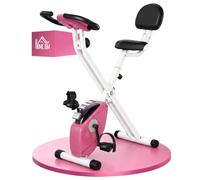 HOMCOM Vélo d'Appartement Pliable Magnétique 8 Niveaux de Résistance Rose