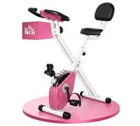 HOMCOM Vélo d'Appartement Pliable Magnétique 8 Niveaux de Résistance Rose