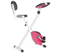 HOMCOM Vélo d'appartement pliable vélo de fitness vélo d'intérieur 8 niveaux de résistance magnétique avec dossier selle réglable écran LCD multifonction capteur fréquence cardiaque rose