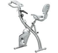 HOMCOM Vélo d'appartement pliable, vélo d'exercice, home traîner pour adultes, 8 niveaux de résistance magnétique, capteurs pouls main, écran LCD multifonction, selle réglable, acier, gris argenté