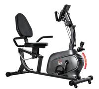 HomCom Vélo d'appartement semi-allongé magnétique, Acier, écran LCD, selle réglable, 2 bandes, Noir