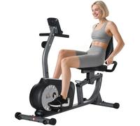 HomCom Vélo d'appartement semi-allongé magnétique – Écran LCD, résistance réglable, gris/noir