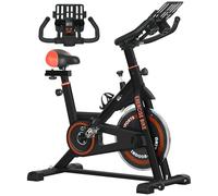 HOMCOM Vélo d'exercice vertical avec volant 8kg résistance réglable Noir