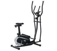 HOMCOM Vélo elliptique Vertical vélo d'appartement 2 en 1 écran LCD Multifonction Hauteur & résistance réglable Acier Noir