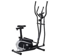 HOMCOM Vélo elliptique Vertical vélo d'appartement 2 en 1 écran LCD Multifonction Hauteur & résistance réglable Acier Noir